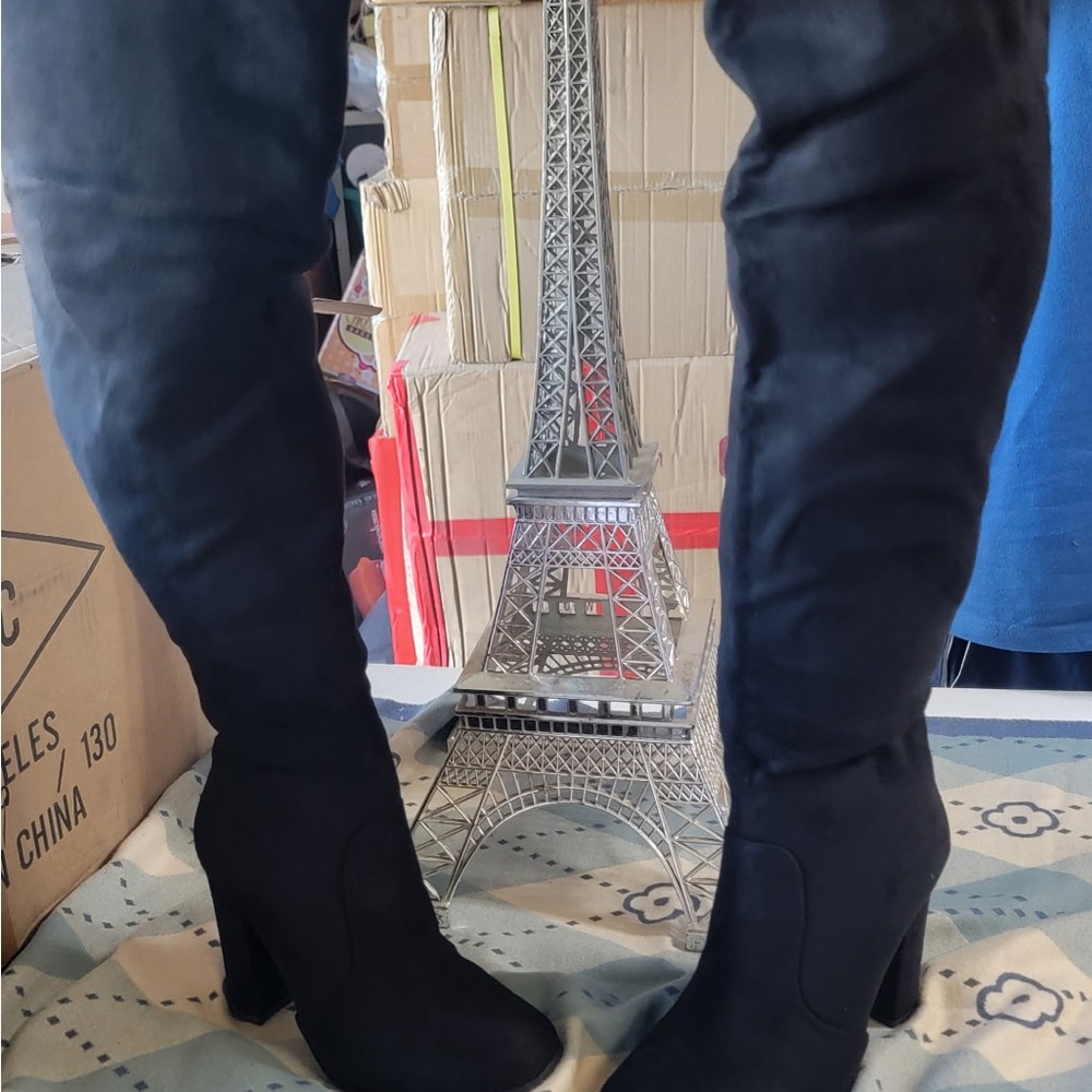 Glaze Black Over the Knee Boots